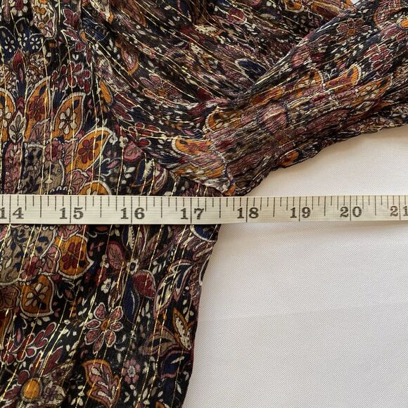 House of Harlow x Revolve Rust Floral Marella Metallic Cropped Blouse Size Small - Picture 15 of 16